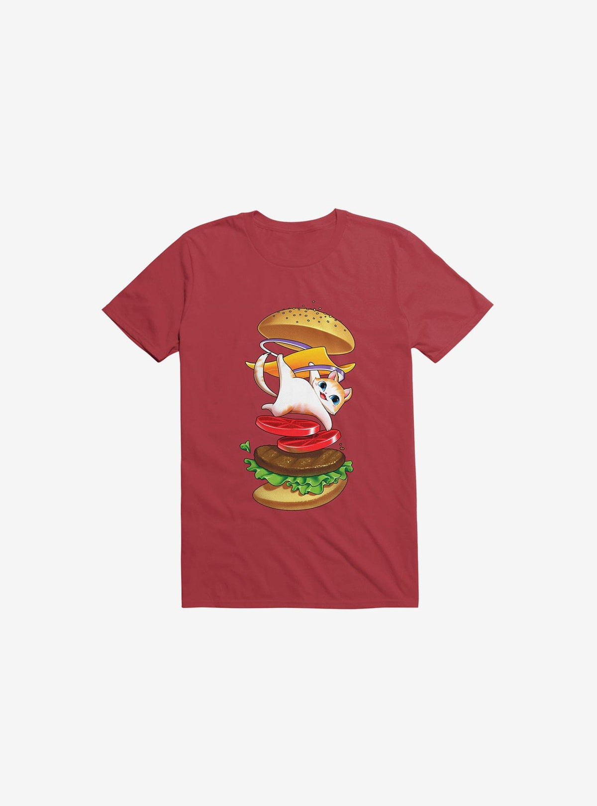 Hamburger Cat Red T Shirt T Shirt Trending US