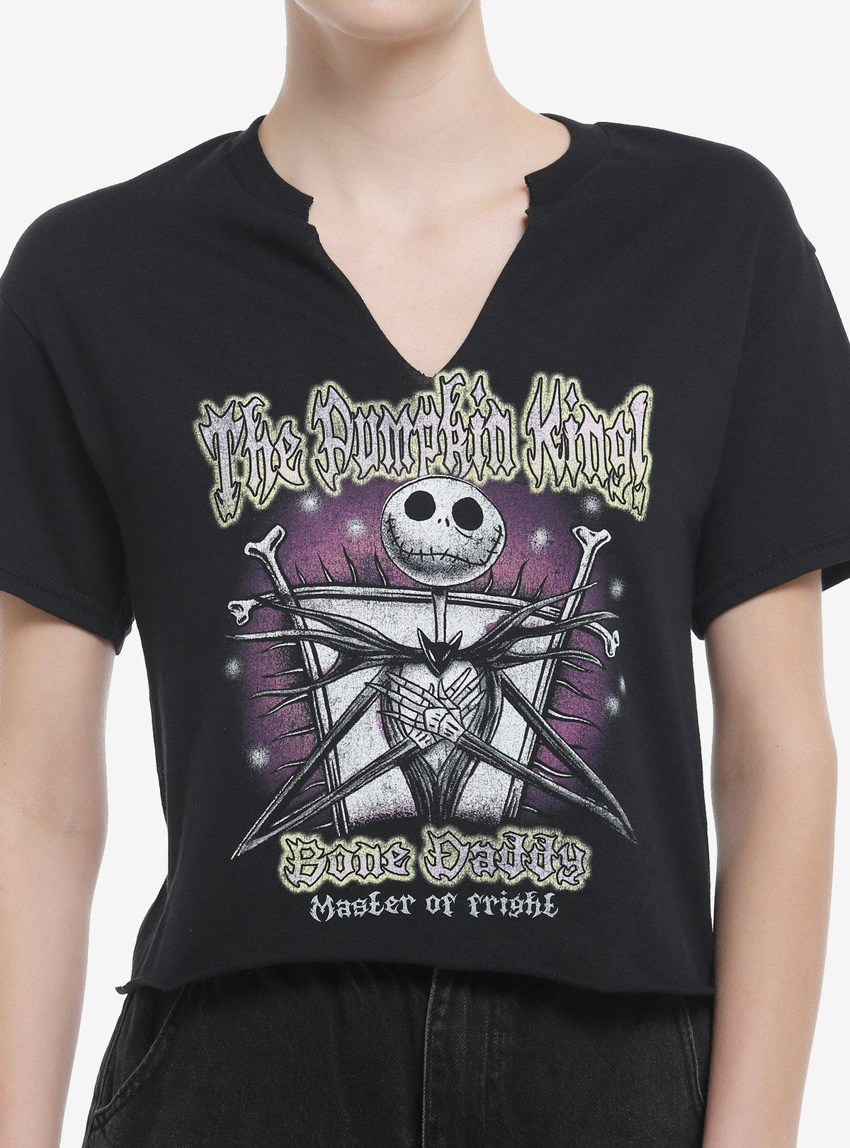 The Nightmare Before Christmas Jack Titles Girls Notched Crop TShirt Graphic Tee | Graphic Tee | Unisex Shirt | Perfect Gift for Fans