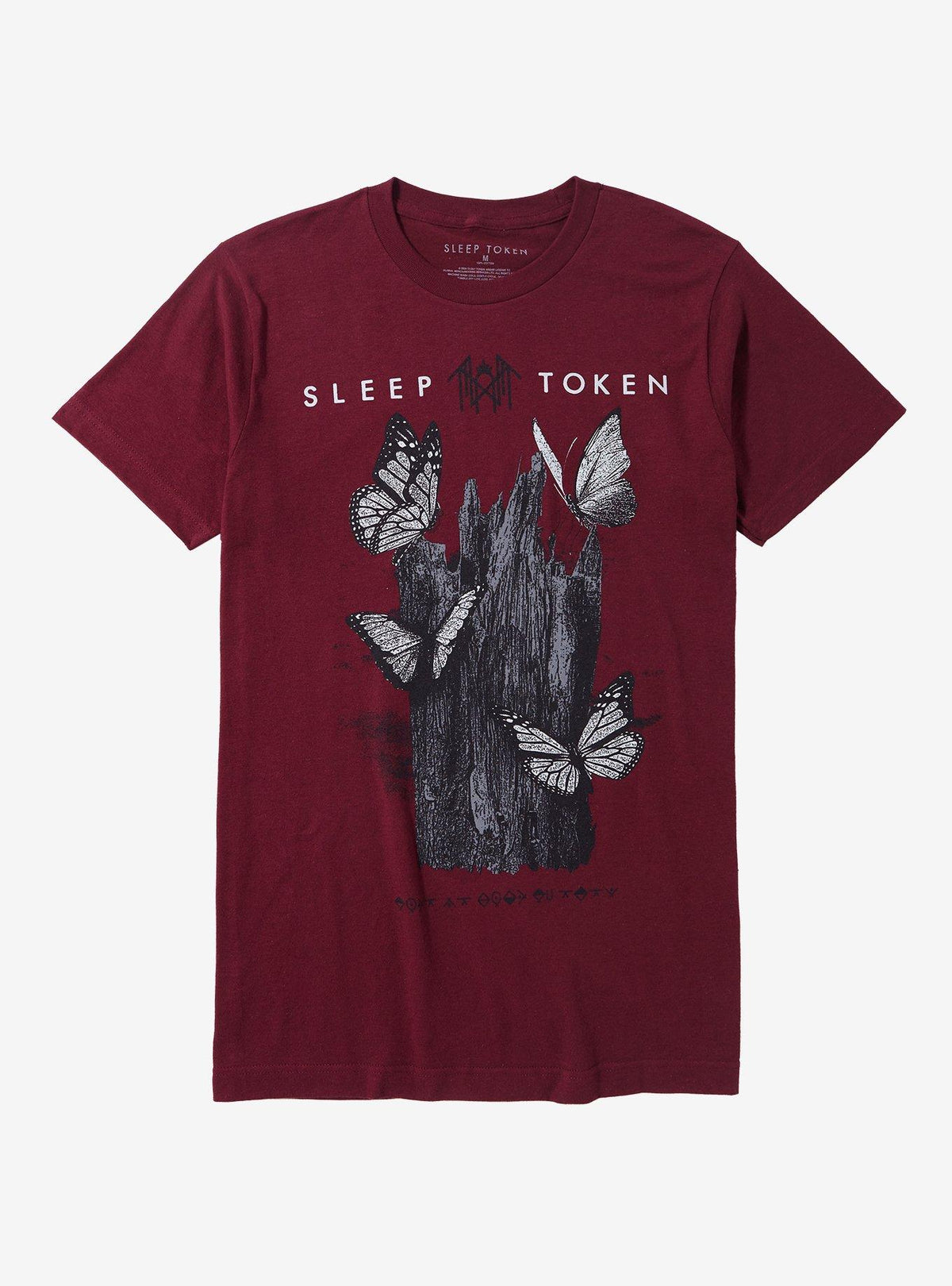 Sleep Token Butterflies Burgundy Boyfriend Fit Girls TShirt T-Shirt | Fan Favorite Artwork | Perfect Holiday Gift