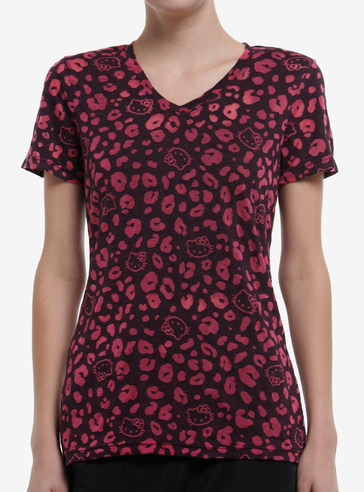 Hello Kitty Pink Leopard Sheer Girls TShirt T-Shirt | Seasonal Must-Have | Limited Christmas Style
