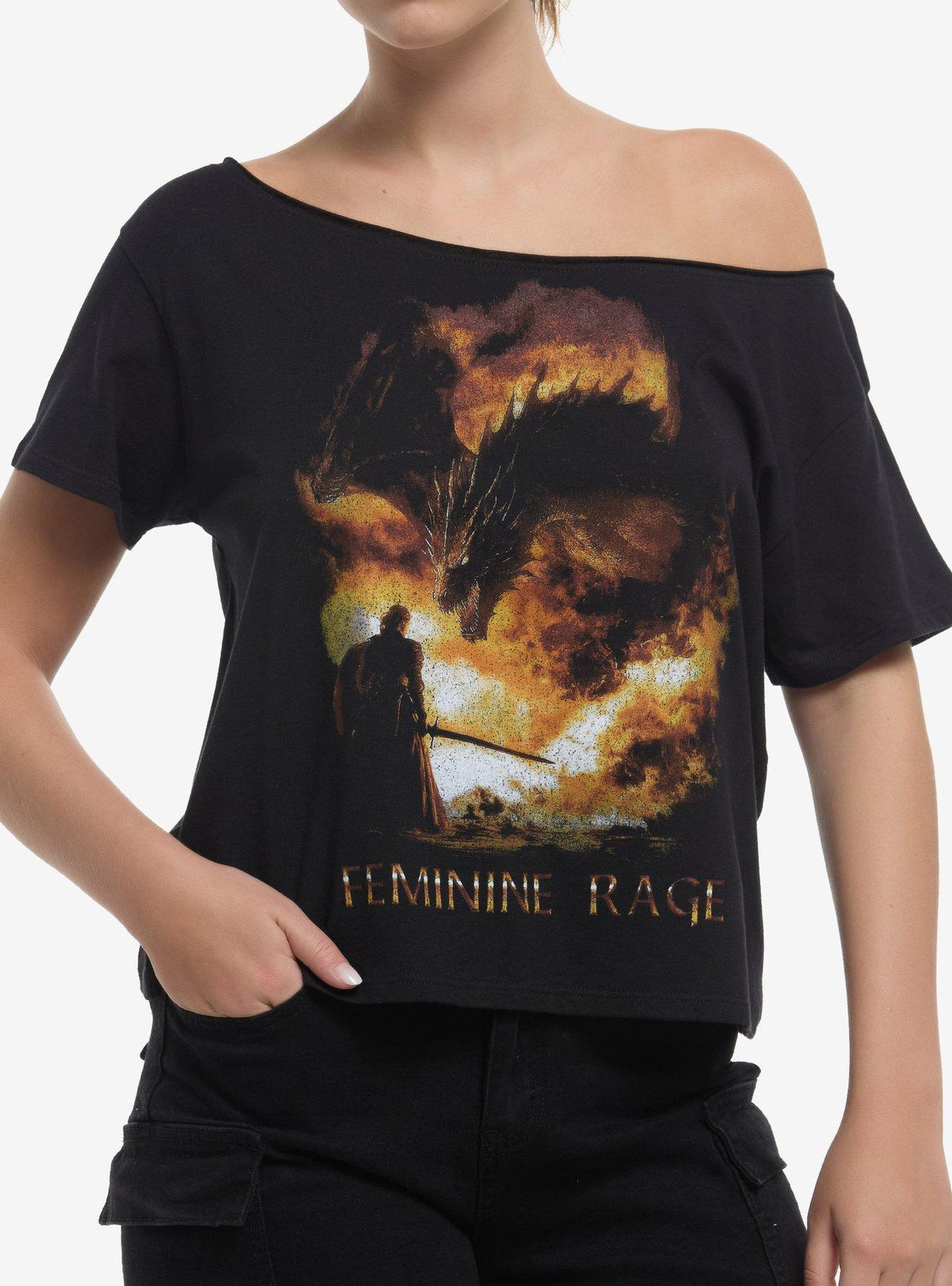 Feminine Rage Dragon OffShoulder Girls TShirt Graphic Tee | Graphic Tee | Unisex Shirt | Premium Quality Apparel