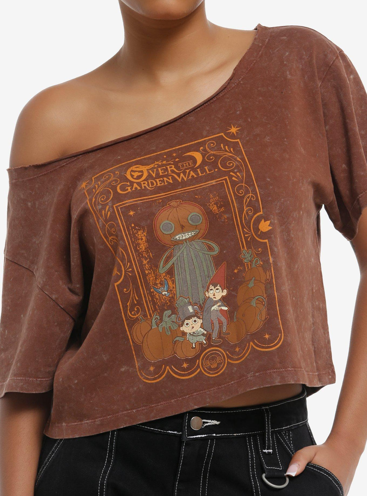 Over The Garden Wall Pottsfield Brown Wash Girls OffTheShoulder TShirt T-Shirt | Top Trending Graphic | Perfect For Daily Wear