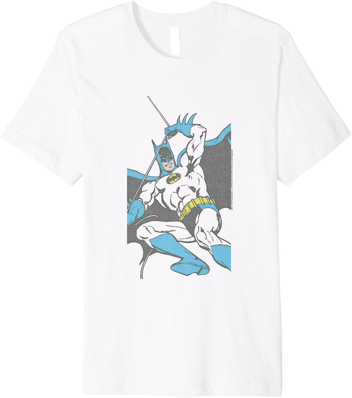 Comics Batman Swinging Down Vintage Shot Premium Apparel Minimal Style