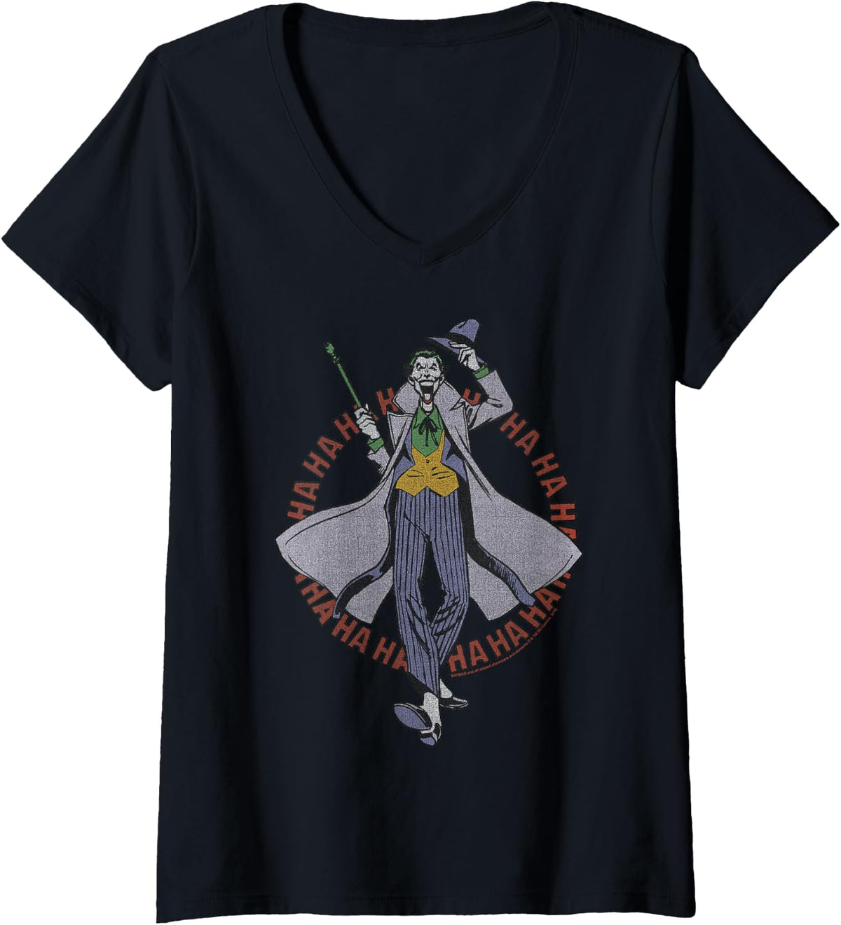 Comics Batman Joker Laughter Circle V Neck Apparel Everyday Wear