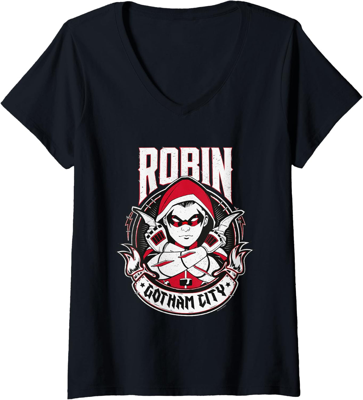 Womens Batman Robin Gotham City V Neck Apparel Gift Ready