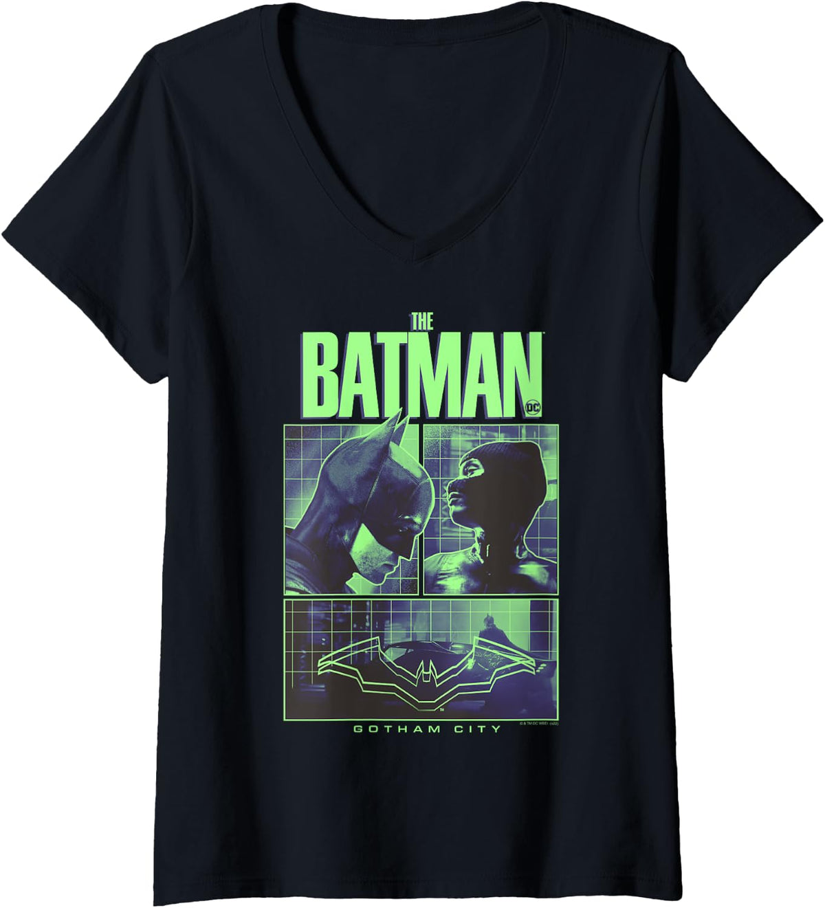The Batman Catwoman Gotham City Grid Panels V Neck Apparel Premium Print