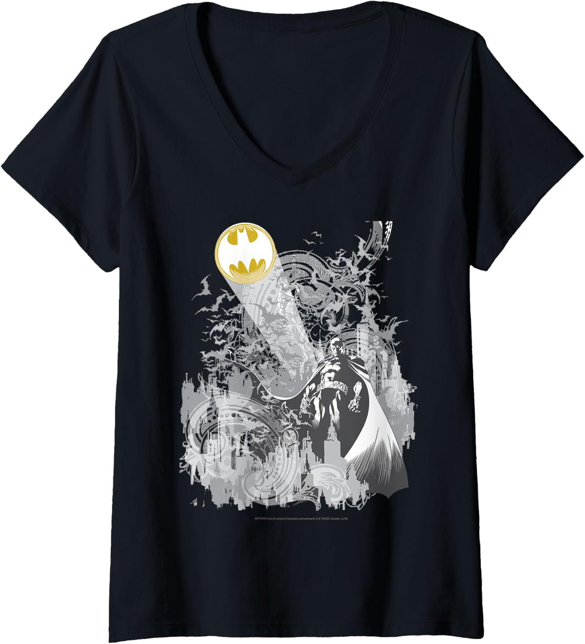 Comics Batman City Signal V Neck Apparel Minimal Style