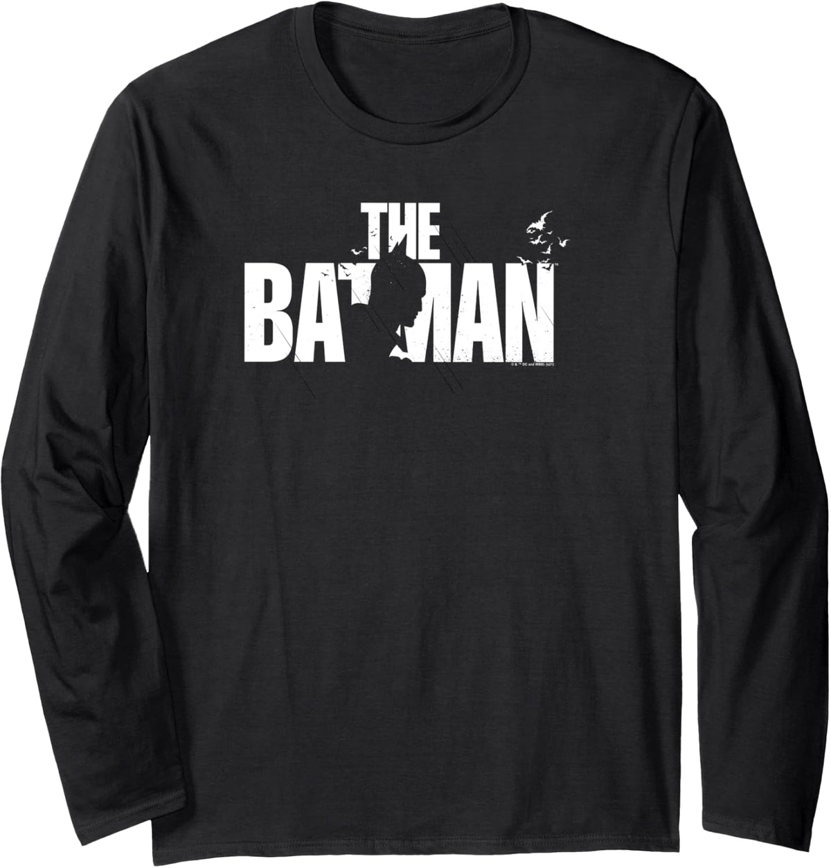 The Batman Rain Text Silhouette Long Sleeve Apparel Gift Ready