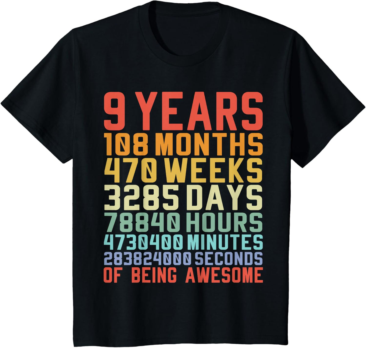 Kids 9 Years Old 9th Birthday Vintage Months Days Retro Birthday Gift Design 113
