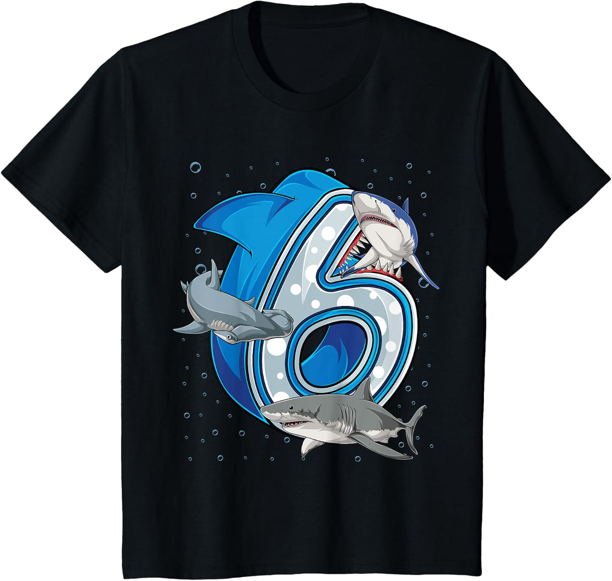Kids 6th Birthday Boys Shark 6 years Old Ocean Shark Birthday Design 24