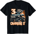 Kids 3 Crushing It Monster Truck Cool 3rd Birthday Boys Kids Design 152