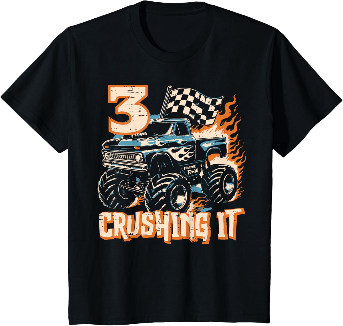 Kids 3 Crushing It Monster Truck Cool 3rd Birthday Boys Kids Design 152