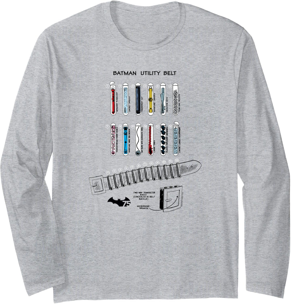 Batman Utility Belt Schematic Long Sleeve Apparel Premium Print