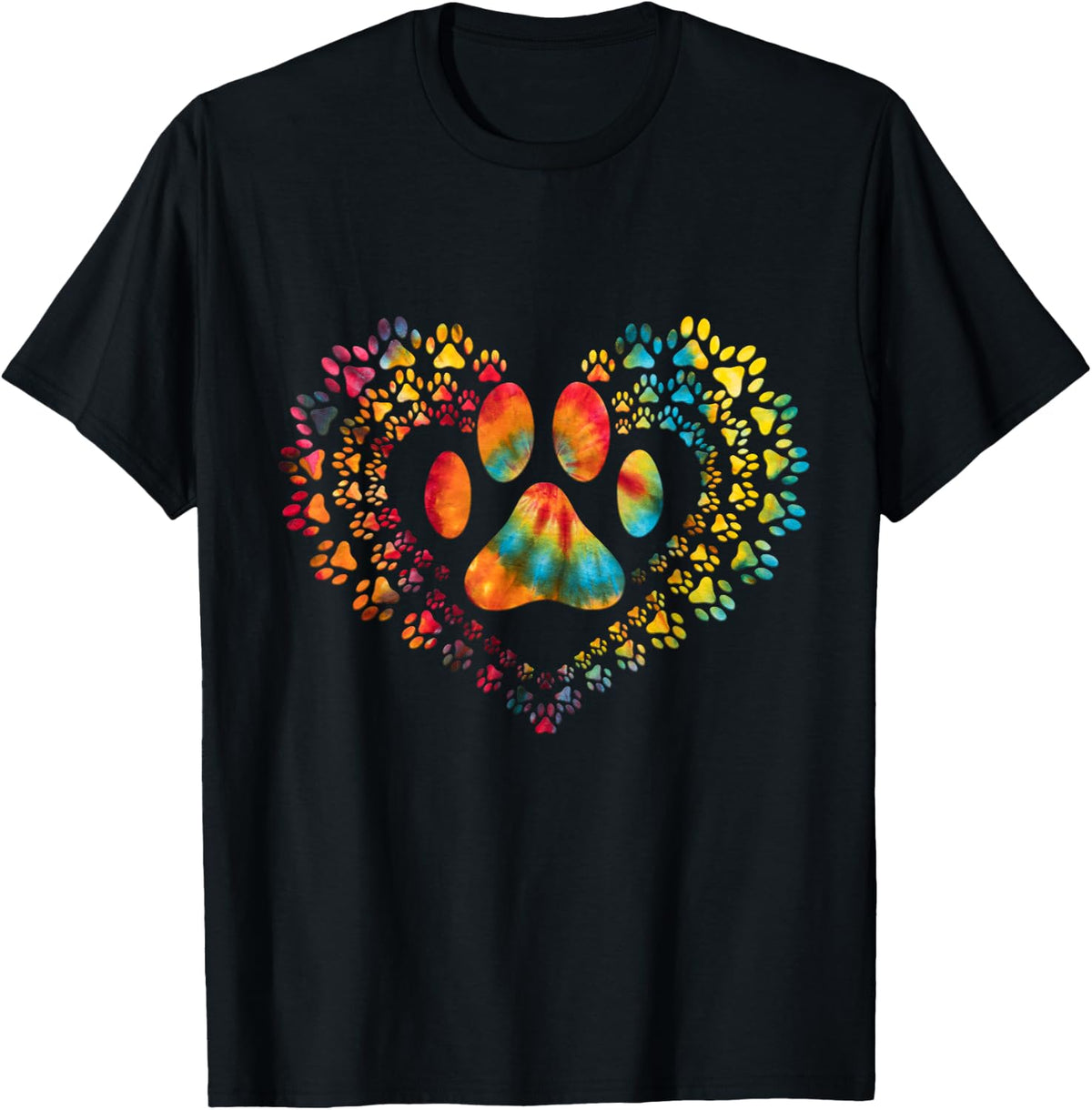 Dog Paw Tie Dye Love Print Heart Animal Lover Shirt 82