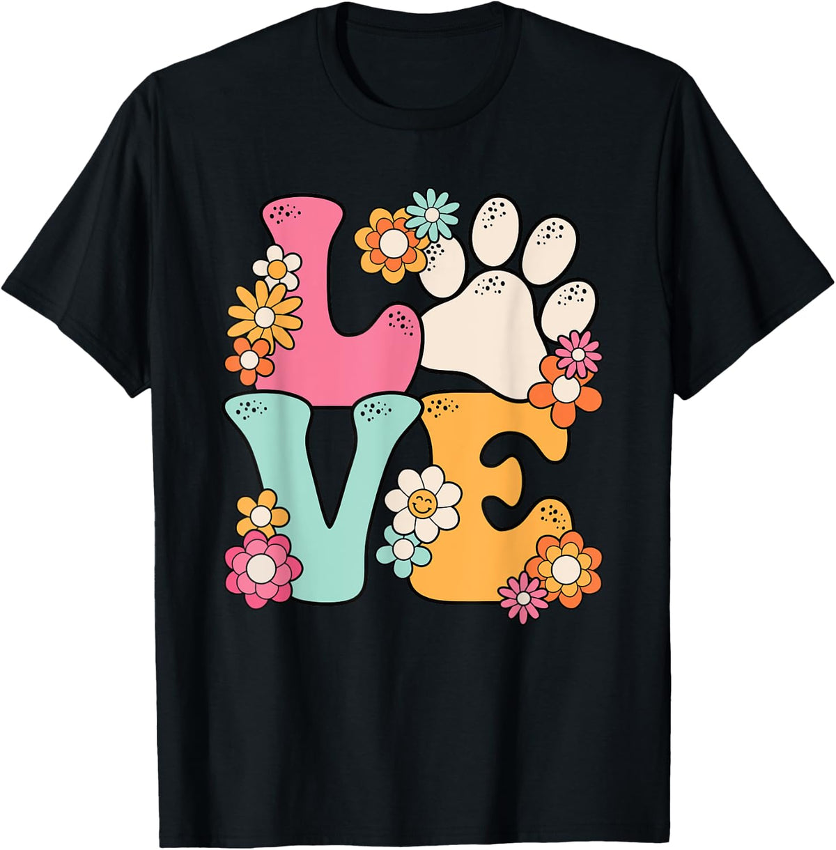Dog Paw Groovy Love Cat Lover Pet Owner Shirt 318