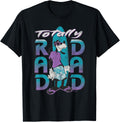 Funny Cartoon Dog Totally Rad Dad Fathers Day Surfing Distressed Shirt 264