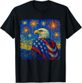 Bald Eagle Starry Night Van Gogh Patriotic 4th Of July Men Apparel Clean Design