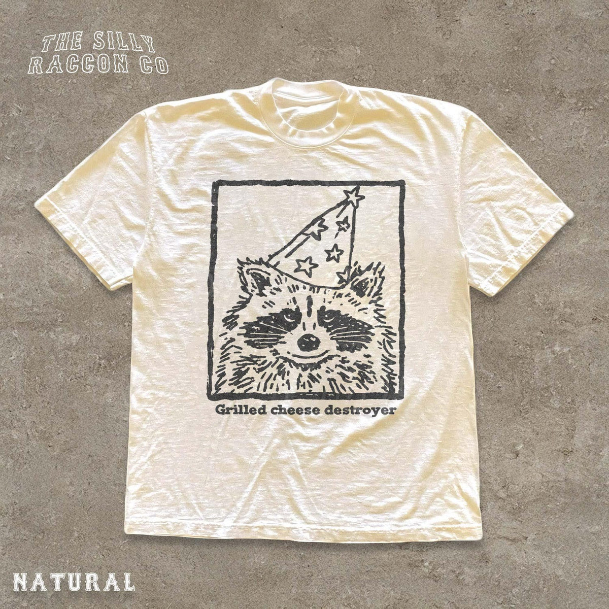 'Raccoon Grilled Cheese Destroyer' Vintage Tee - Funny Party Animal Graphic Novelty Shirt