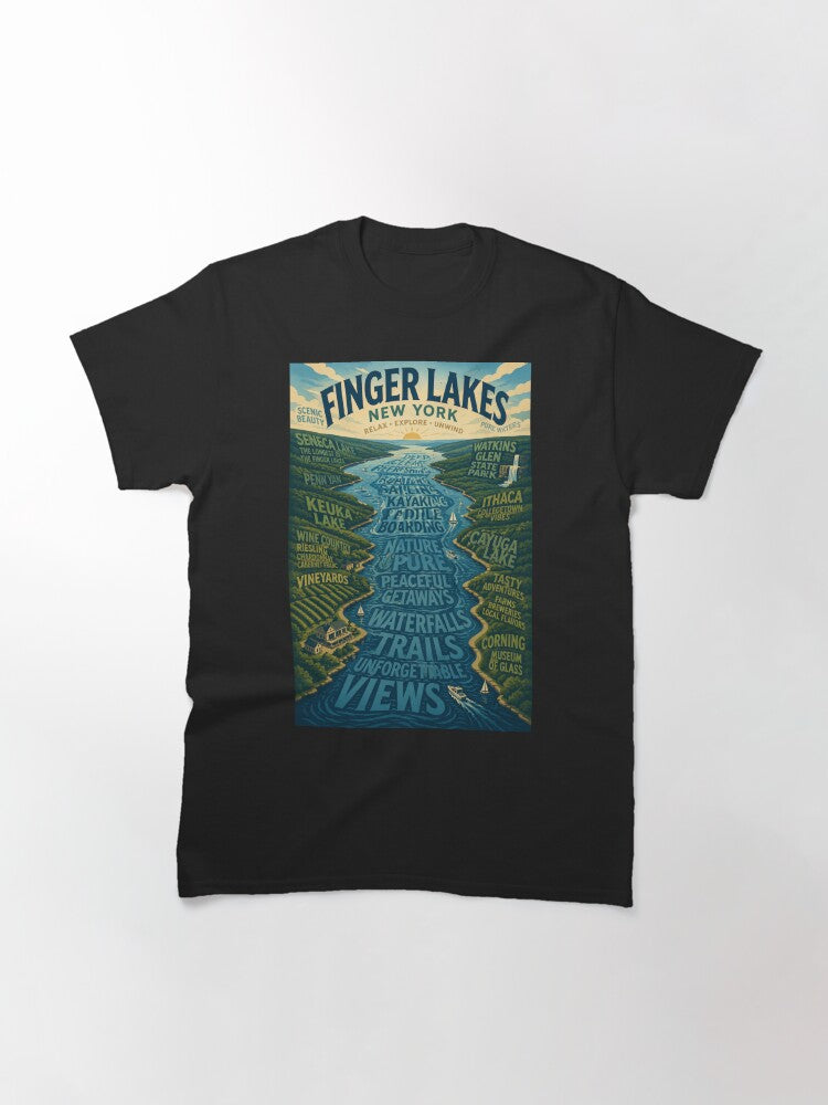 Finger Lakes New York Scenic Waterways with Seneca Lake Watkins Glen and Cayuga Classic T-Shirt