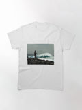 A Lonely Fisherman with a Wave Coming Towards Him Classic T-Shirt