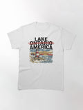 Lake America Lighthouse Scene Vintage Graphic Classic T-Shirt