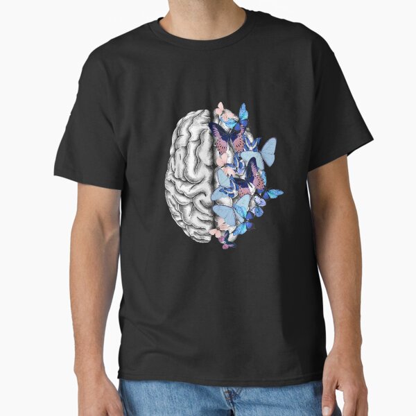"Blue butterflies Mental health brain psychology" Classic T-Shirt for Sale by Collagedream