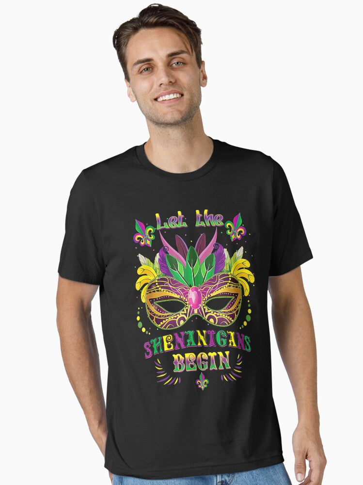 Mardi Gras Mask Costume Let The Shenanigans Begin Womens Essential T Shirt T Shirt Premium Print