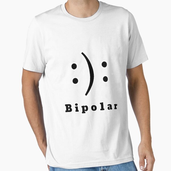 "Bipolar Emoticon – Dual Mood Mental Health Awareness Design" Essential T-Shirt for Sale by Psycho-Crazy