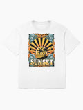 Retro Sunset Flames Oversized T-Shirt