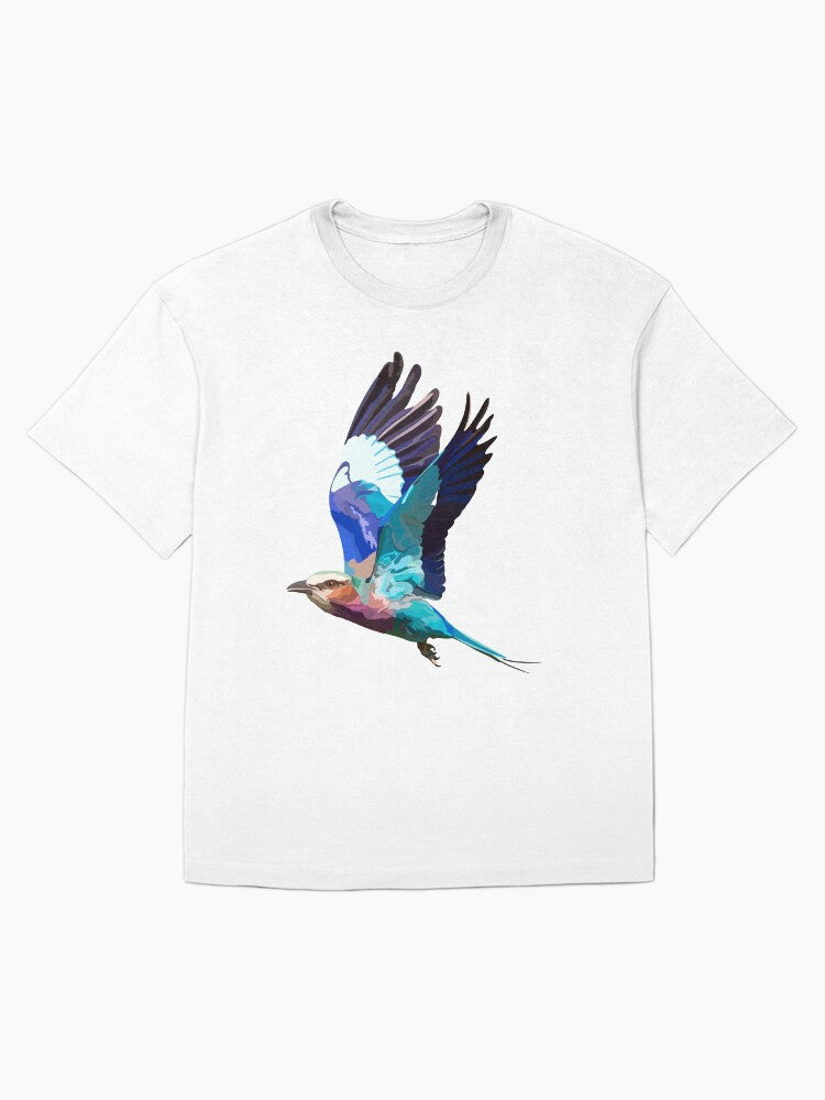 L is for Lilac Breasted Roller,Lilac-breasted Roller Illustration – Vibrant Bird Art for Wildlife and Nature Lovers Oversized T-Shirt