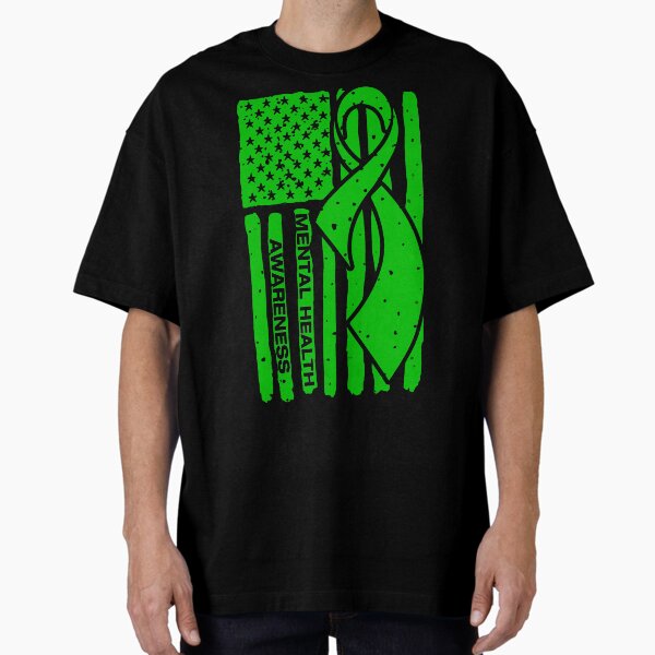 "Mental Health Awareness Ribbon American Flag" Oversized T-Shirt for Sale by Tadmab