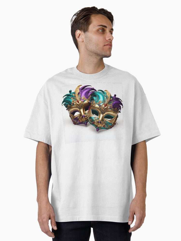 Mardi Gras Masks Digital Print Oversized T Shirt T Shirt Minimal Style