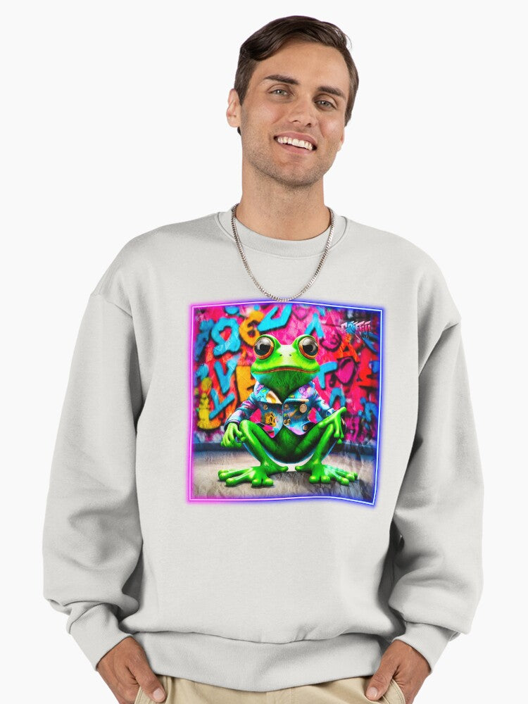 Graffiti style frog Premium Oversized Sweatshirt T Shirt Clean Design