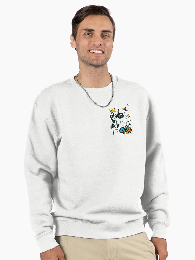 Believe in yourself colorful motivation in graffiti style Pullover Sweatshirt T Shirt Minimal Style