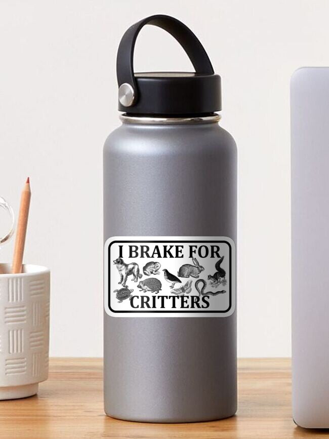 i brake for critters Sticker Sports Bra Minimal Style